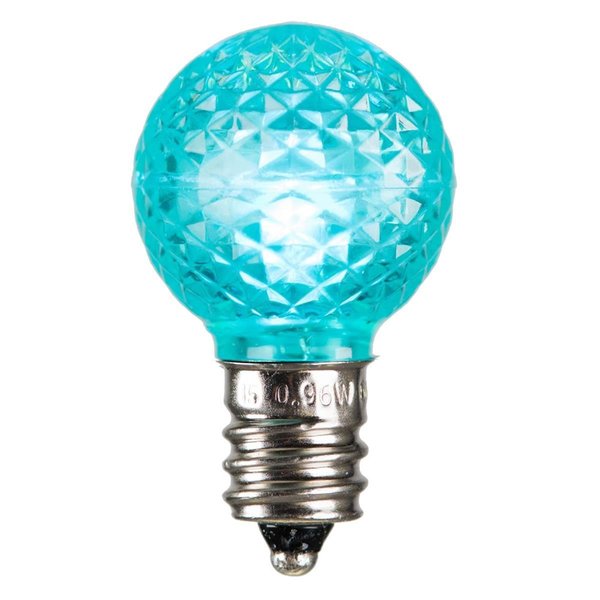 Vickerman 0.38 watt G30 Faceted LED Teal Bulb with E12 Nickel Base 25 per Bag XLEDG3L-25